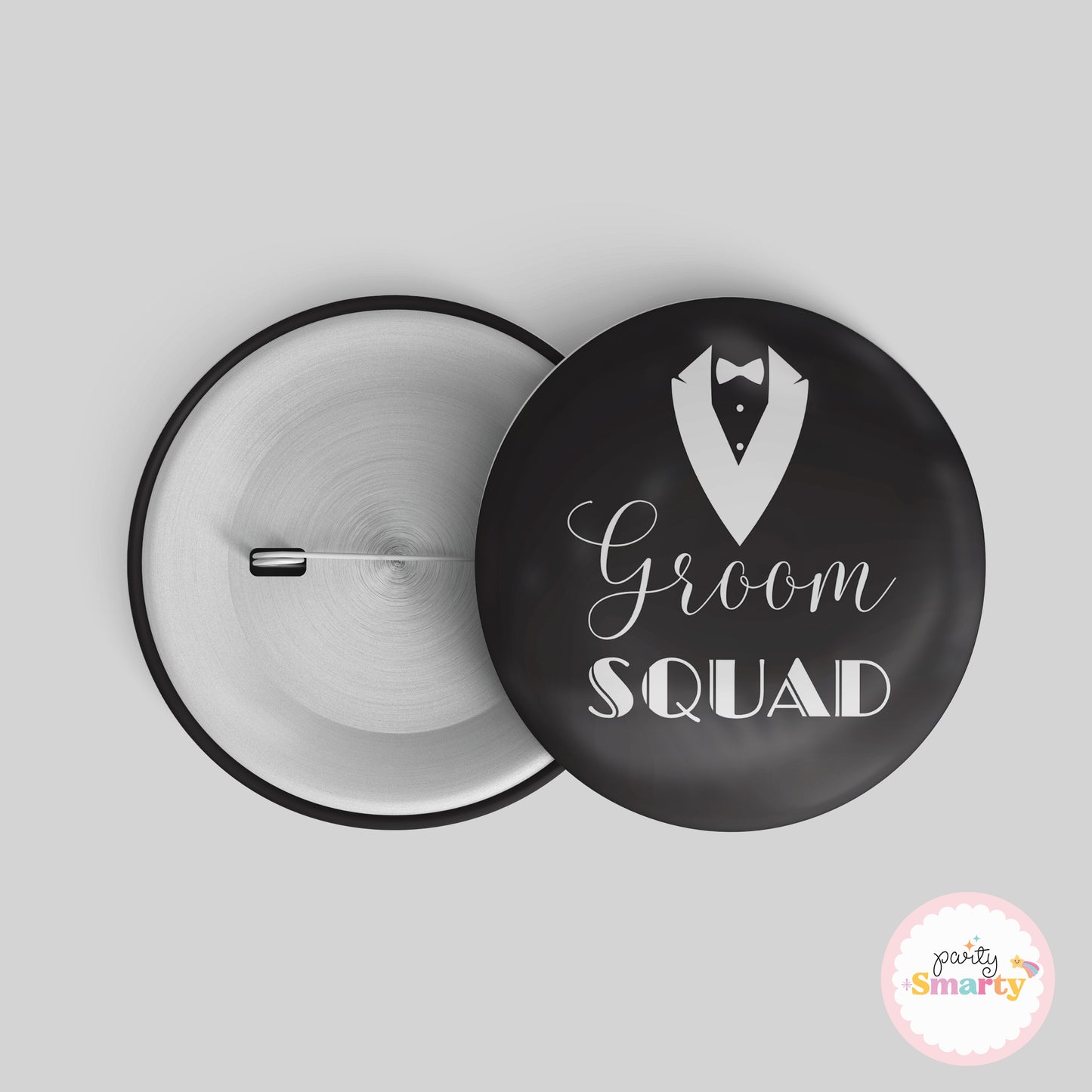 Groom squad black Button Badge