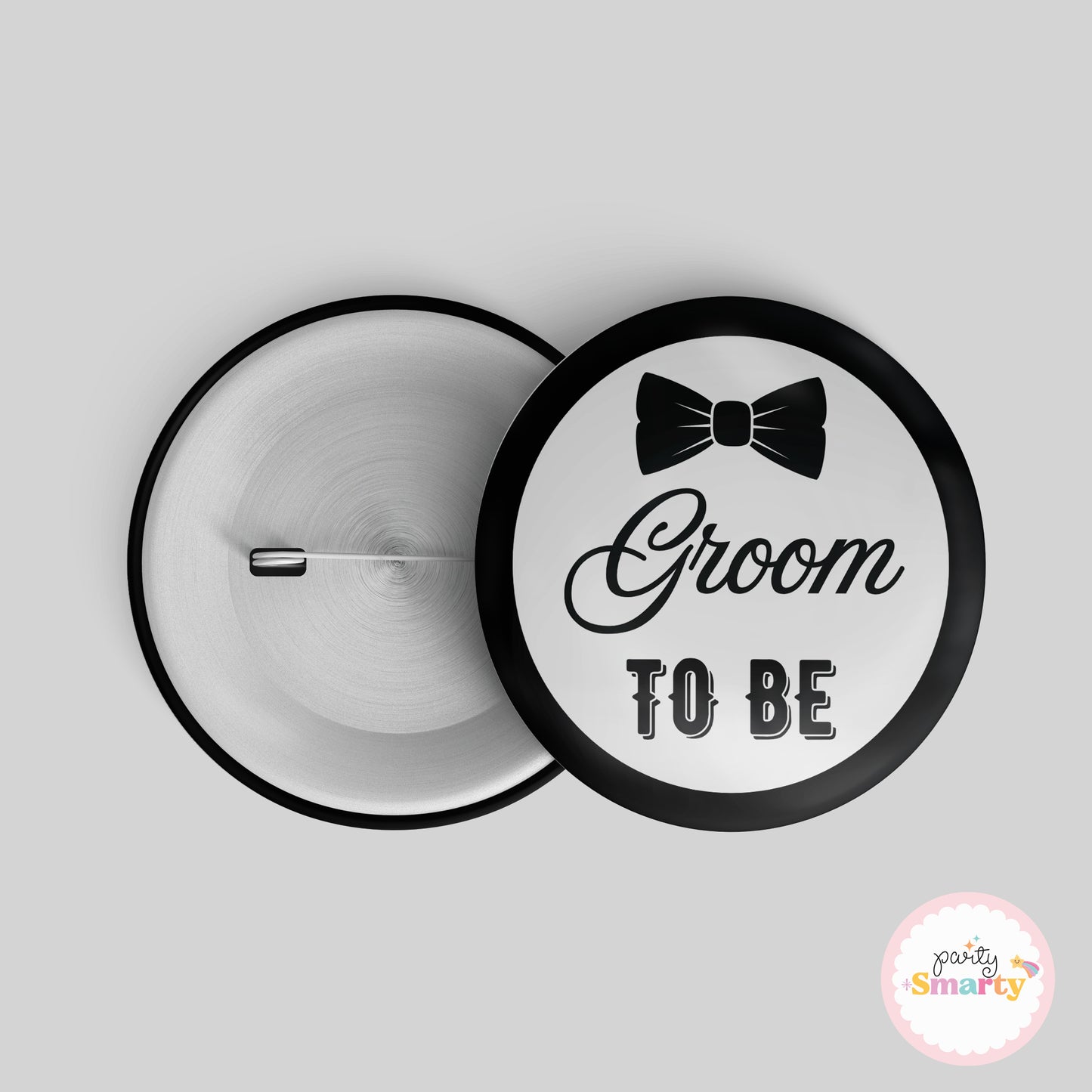 Groom to be Black & White Bride/Groom Button Badge