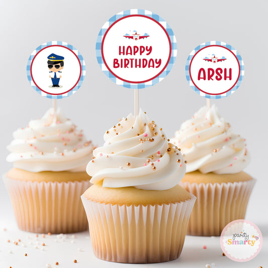 Aeroplane Cupcake Toppers (Set Of 12)