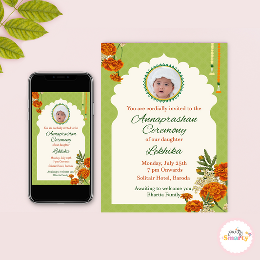 Green Annaprashan Invite