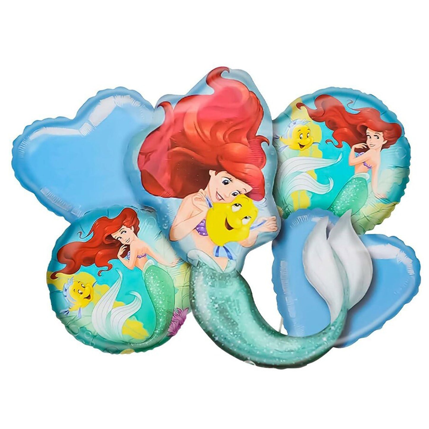 Ariel Mermaid Foil Theme Balloons (Set of 5)