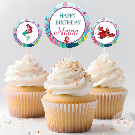 Ariel Mermaid Cupcake Toppers (Set Of 12)