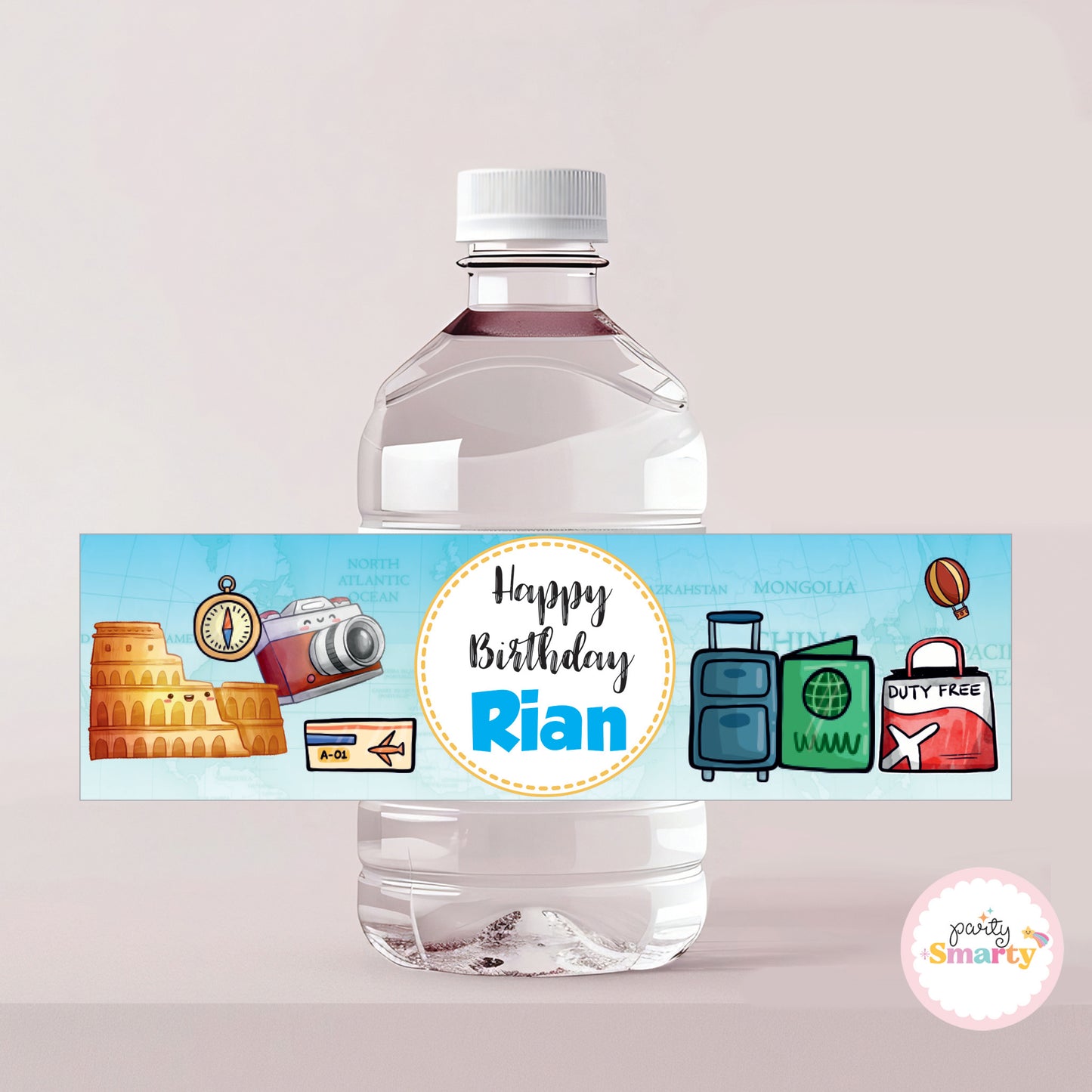 Around the World Boy Bottle Labels - Set of 10