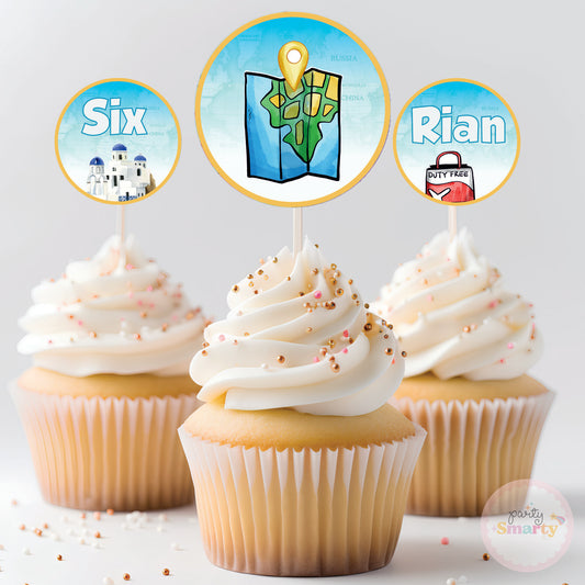 Around The World Boy Cupcake Toppers (Set Of 12)