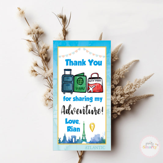 Around The World Boy Thank You Tags - Set of 22