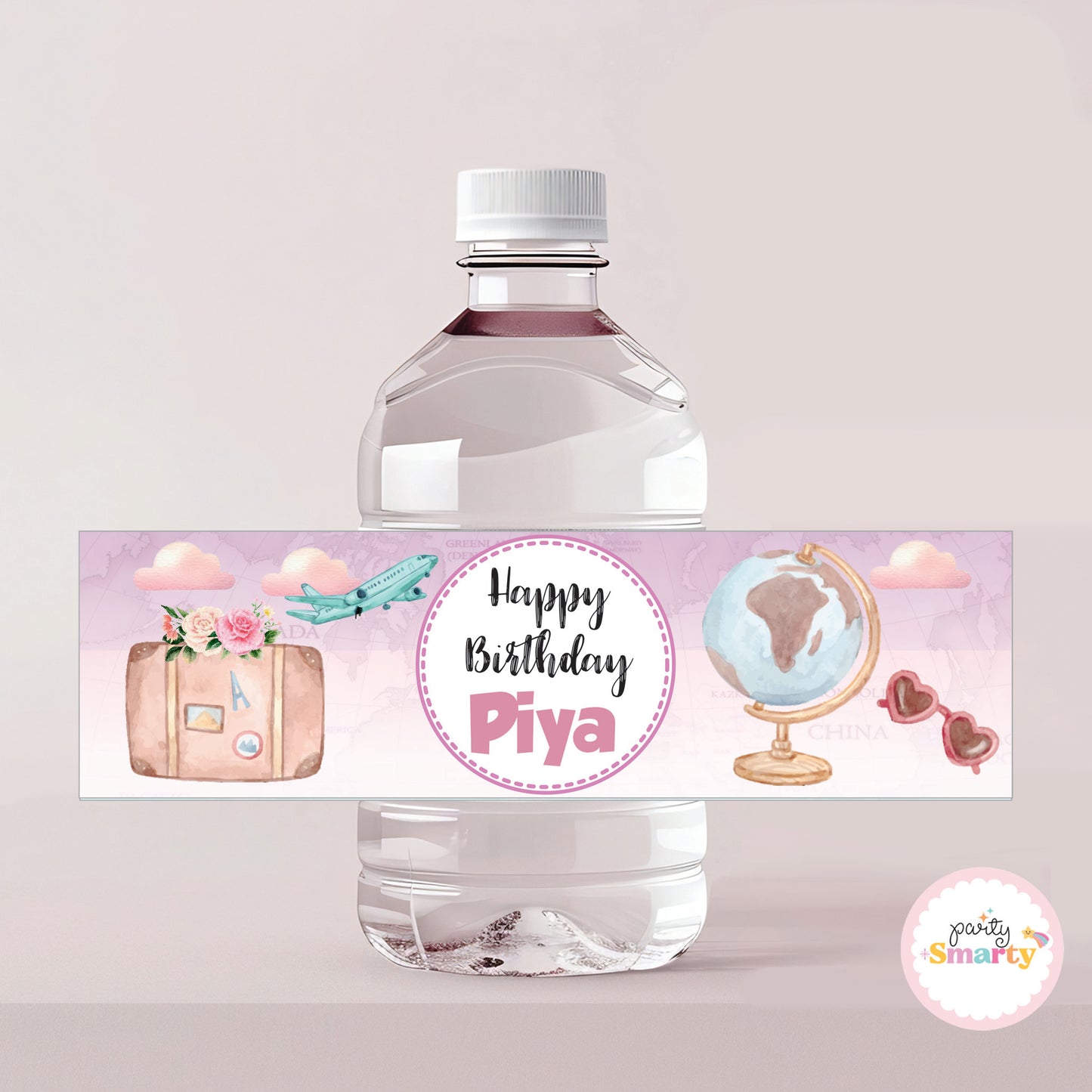 Around The World Girl Bottle Labels - Set of 10