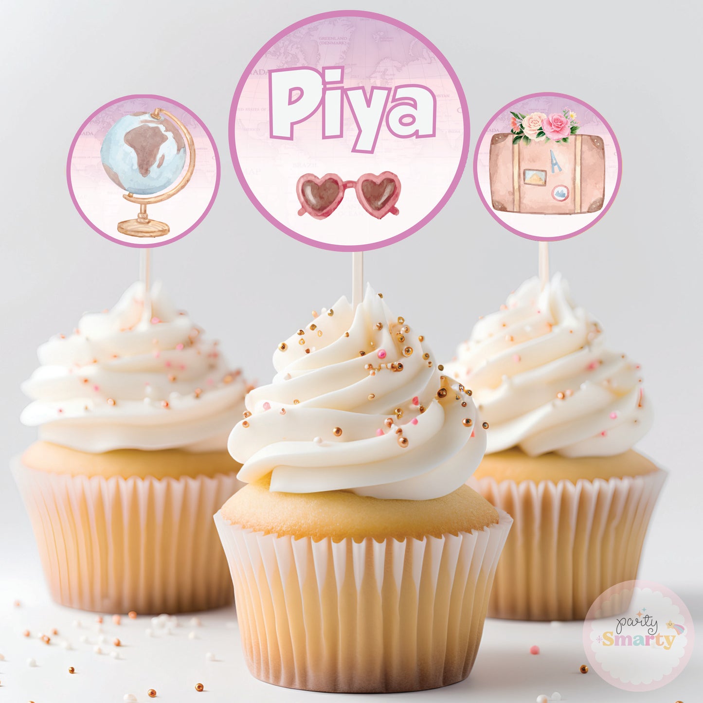 Around The World Girl Cupcake Toppers (Set Of 12)
