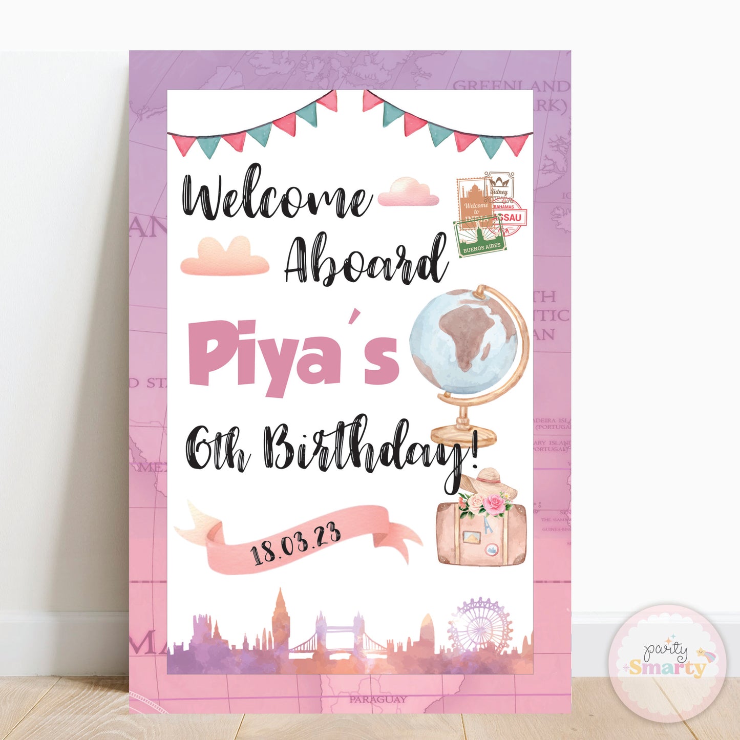 Around The World Girl Welcome Board