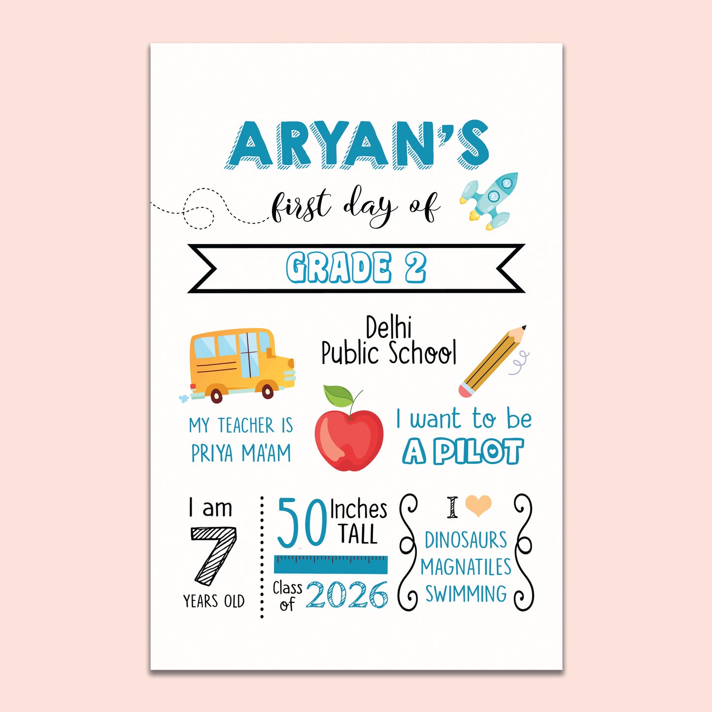 White Blue Back to School Sign