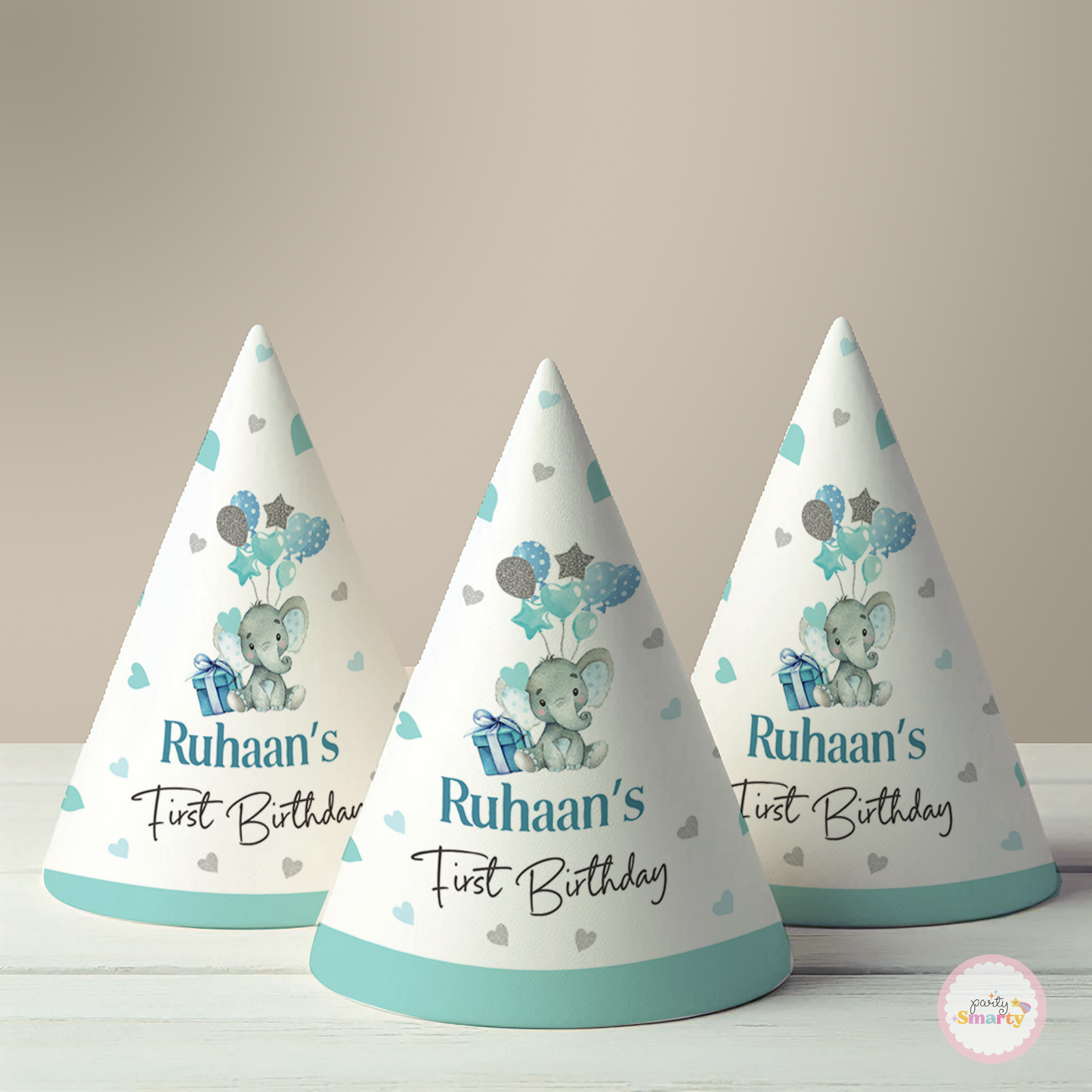 Blue Elephant Party Hat (Set of 10)