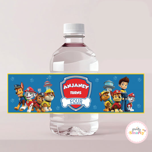 Red Paw Patrol Bottle Labels - Set of 10