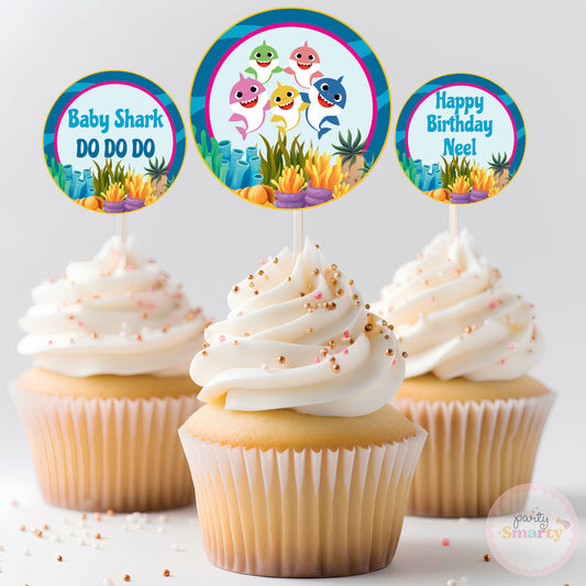 Baby Shark Cupcake Toppers (Set Of 12)