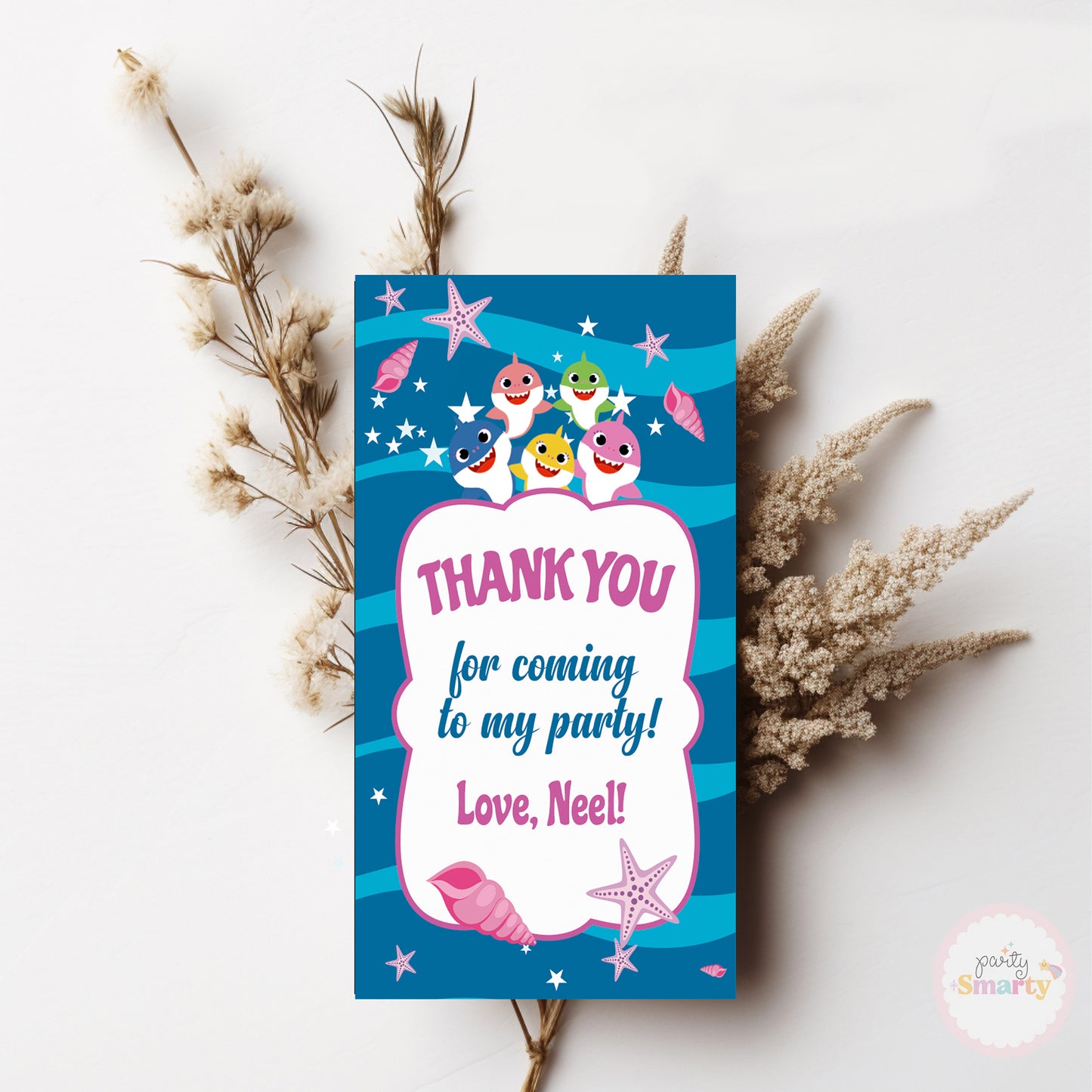 Baby Shark Thank You Tags - Set of 22