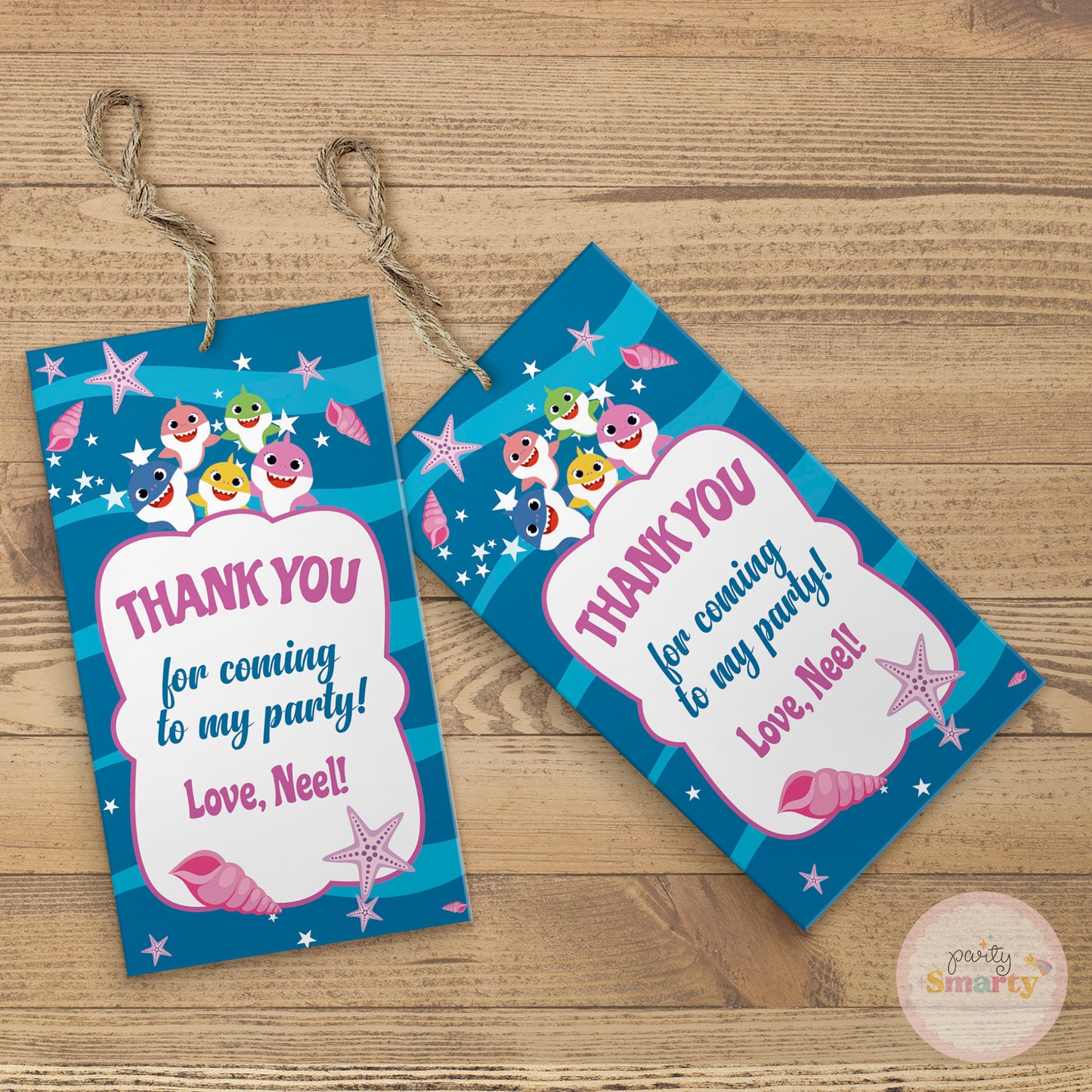 Baby Shark Thank You Tags - Set of 22