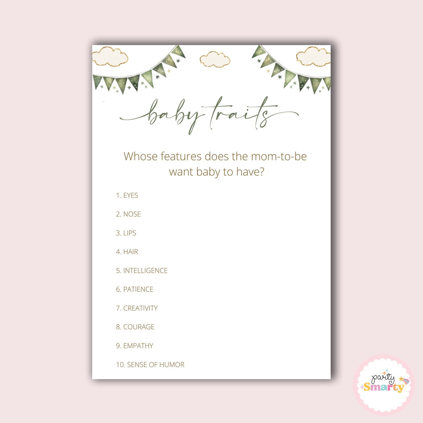 Green Teddy - Baby traits game - Set of 10