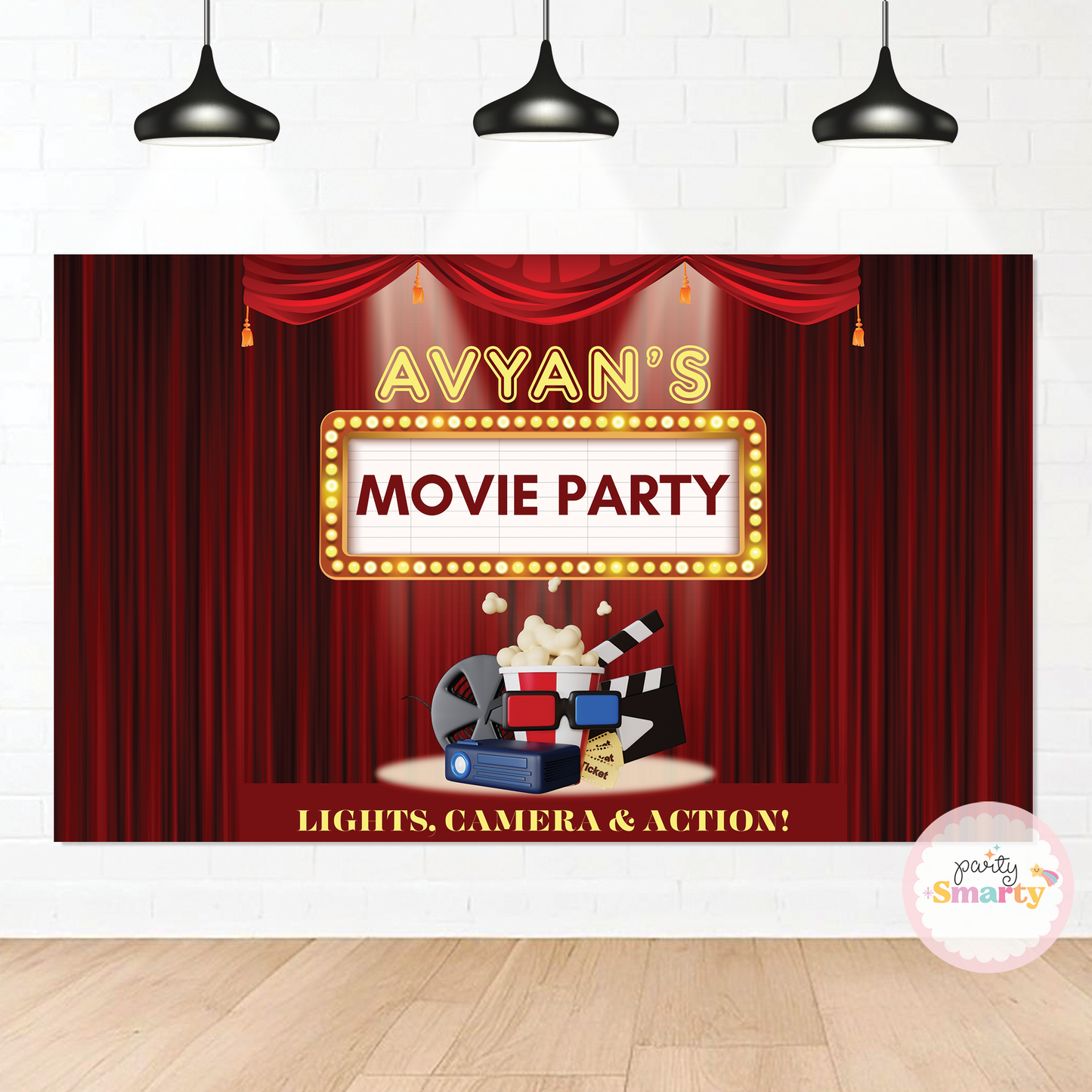 Movie Party Birthday Backdrop