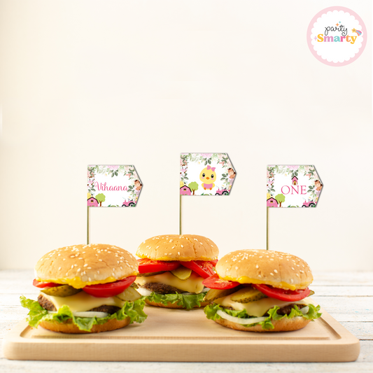 Barnyard Pink Flag Picks - Set of 10