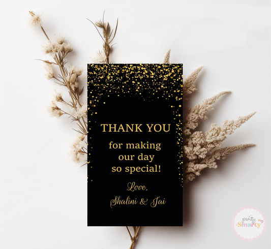 Black Golden Glitter Anniversary Thank You Tags - Set of 22