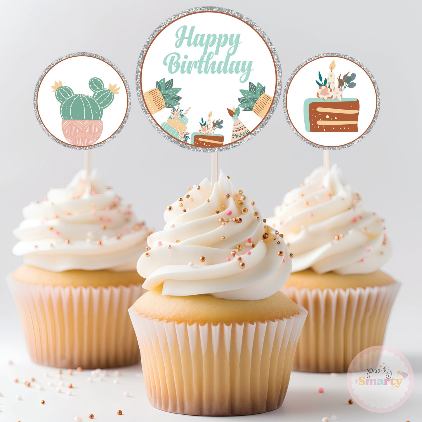 Boho Cupcake Toppers (Set Of 12)