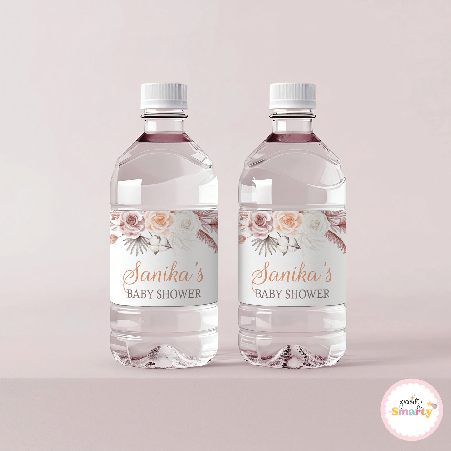 Boho Floral Baby Shower Bottle Labels - Set of 10