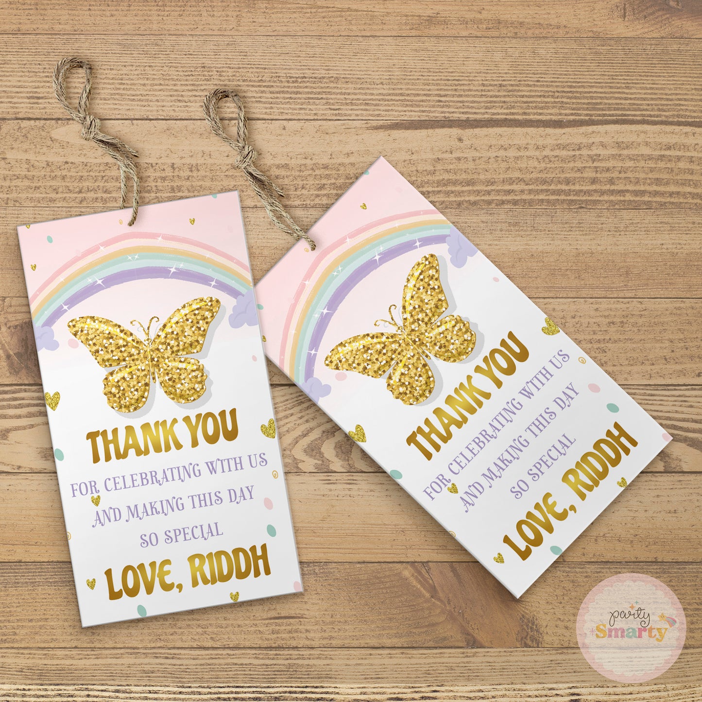 Butterfly Thank You Tags - Set of 22