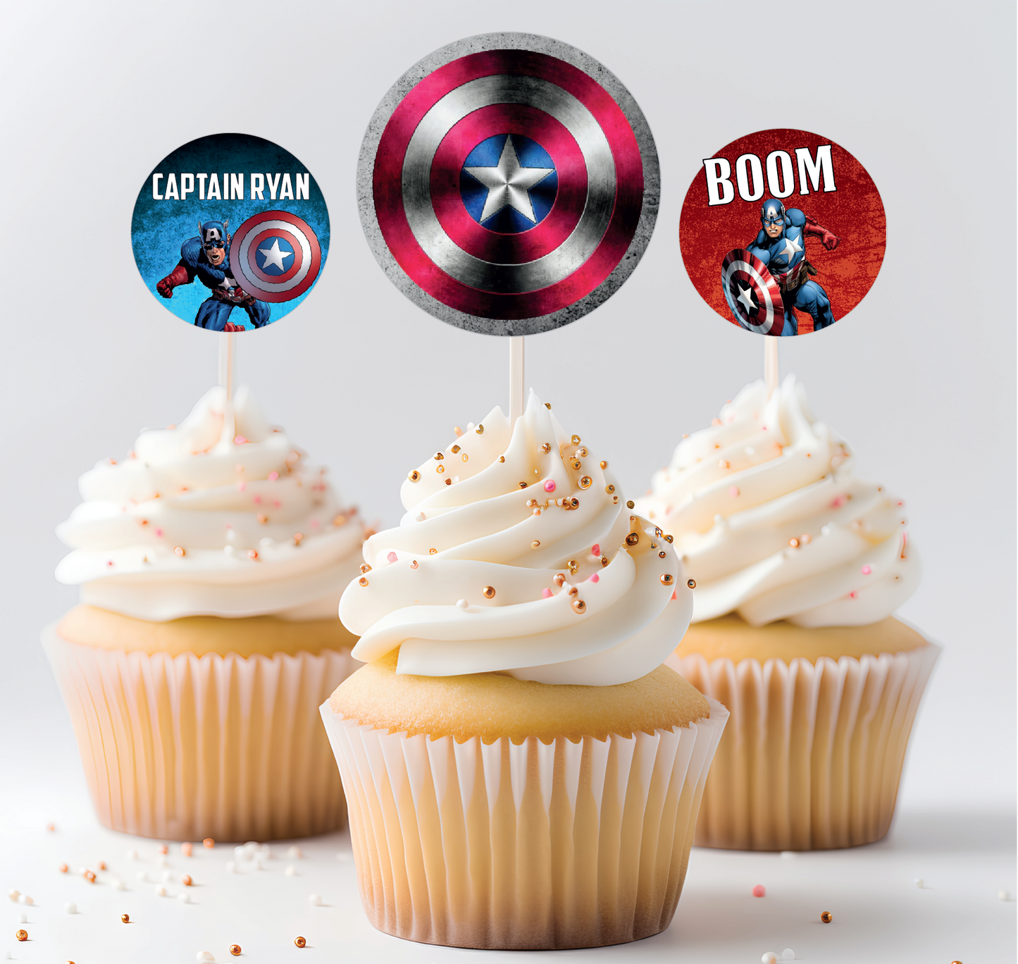 Captain America Cupcake Toppers (Set Of 12)