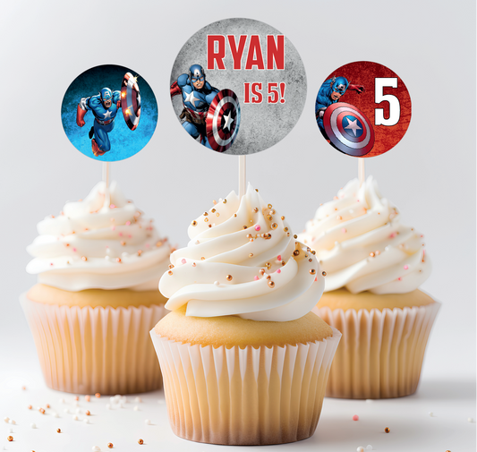 Captain America Cupcake Toppers (Set Of 12)