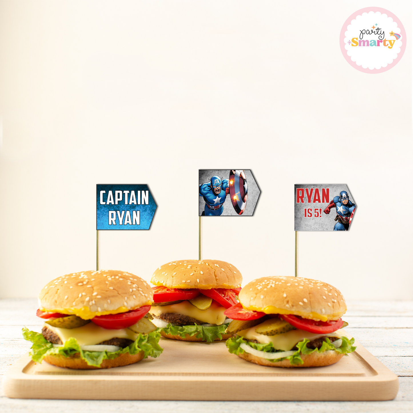 Captain America Flag Picks - Set of 10