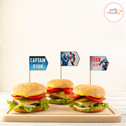 Captain America Flag Picks - Set of 10