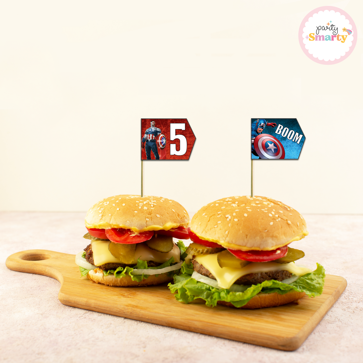 Captain America Flag Picks - Set of 10