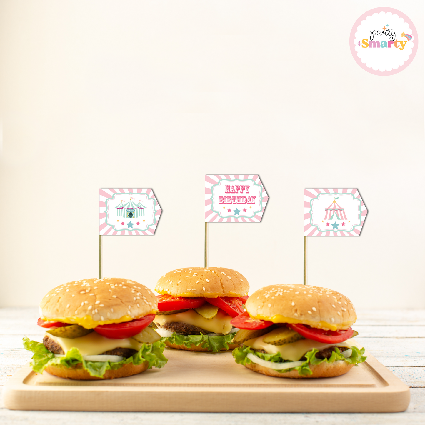 Carnival Pink Flag Picks - Set of 10