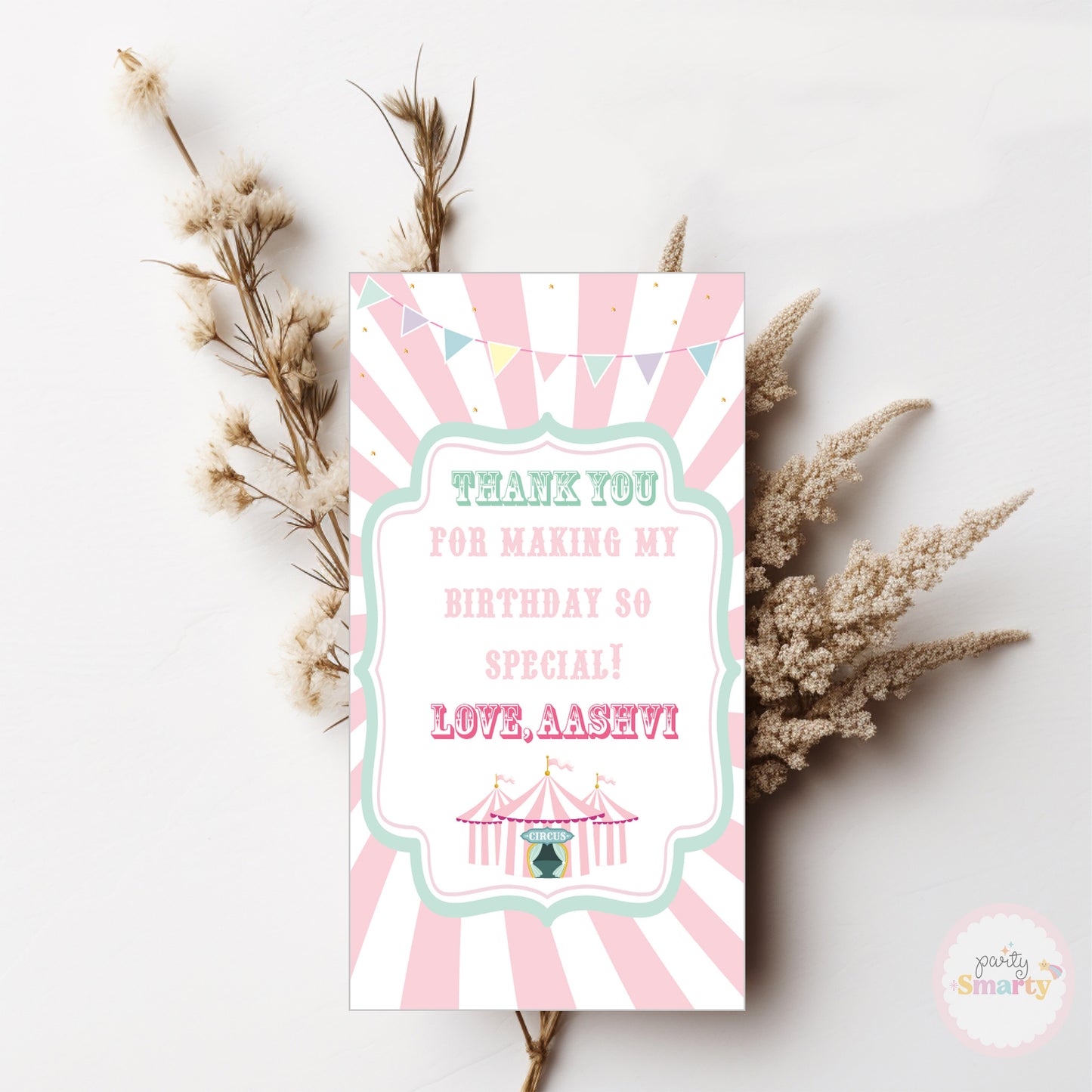 Carnival Pink Thank You Tags - Set of 22