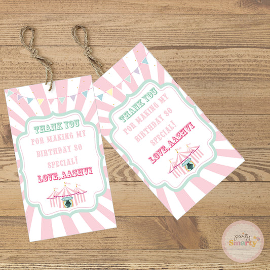Carnival Pink Thank You Tags - Set of 22