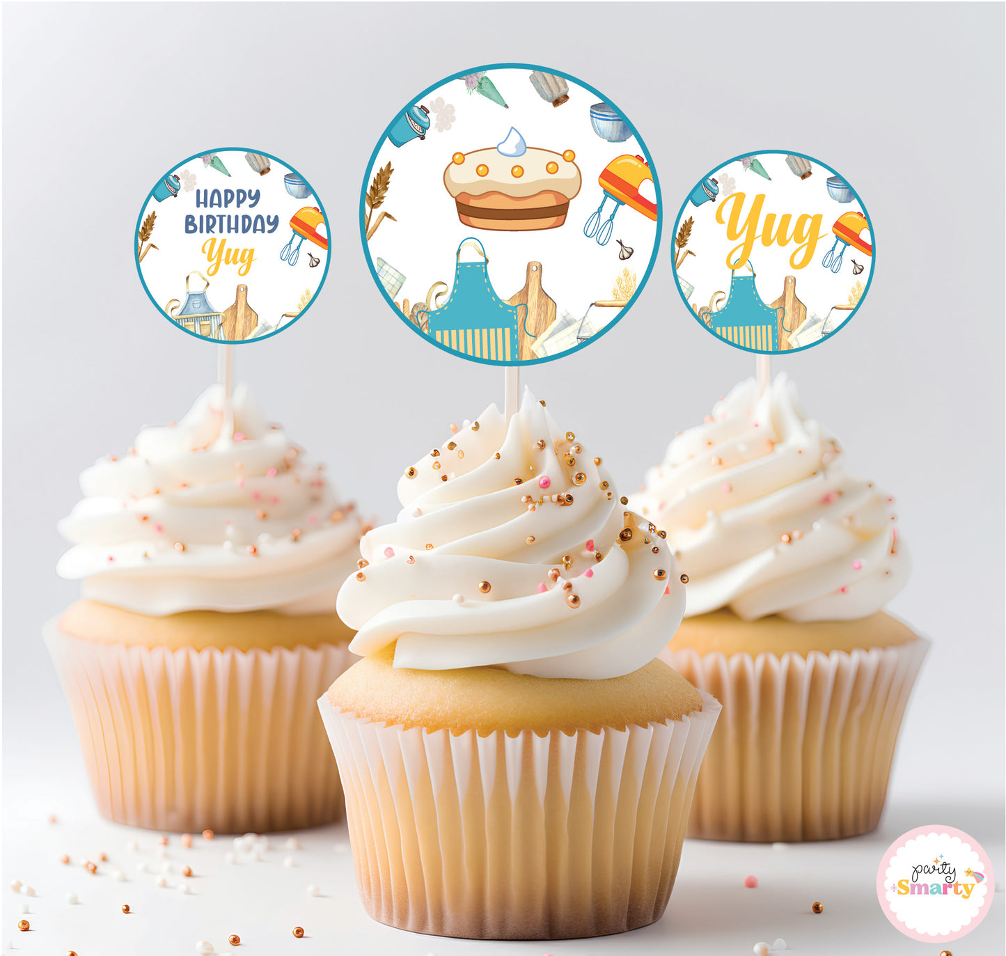 Chef Boy Cupcake Toppers (Set Of 12)