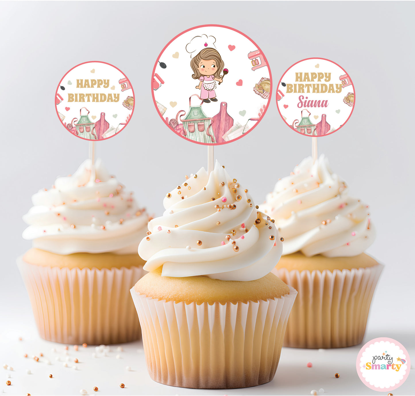 Chef Girl Cupcake Toppers (Set Of 12)
