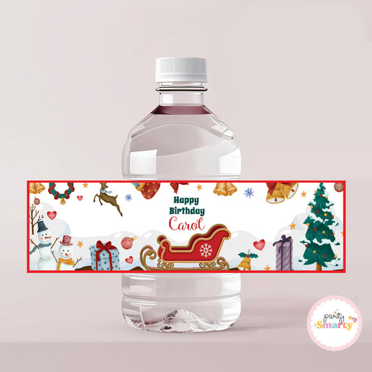 Christmas Birthday Bottle Labels - Set of 10