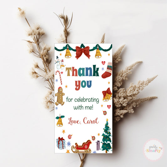 Christmas Birthday Thank You Tags - Set of 22