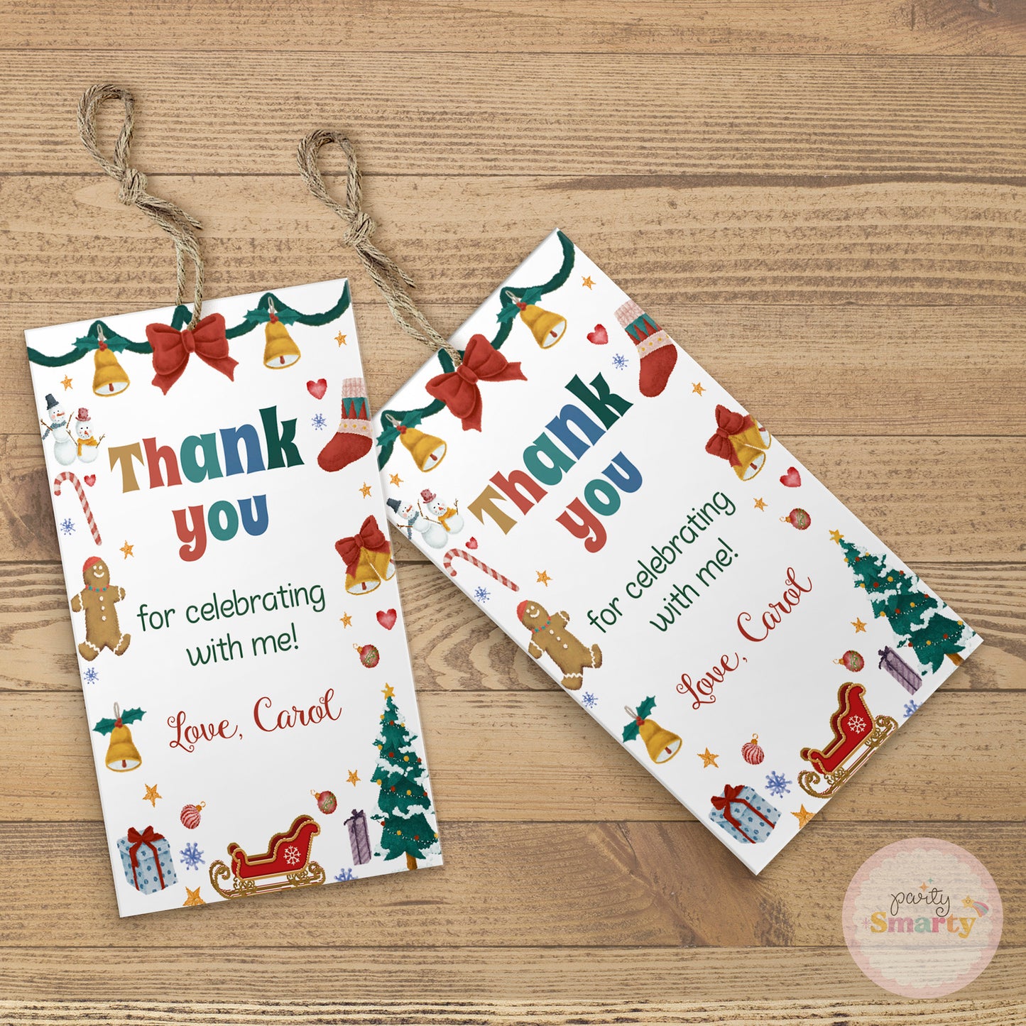 Christmas Birthday Thank You Tags - Set of 22