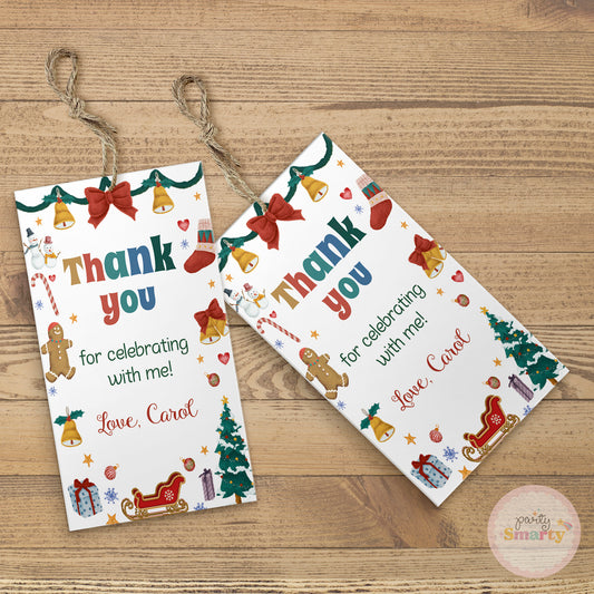 Christmas Birthday Thank You Tags - Set of 22