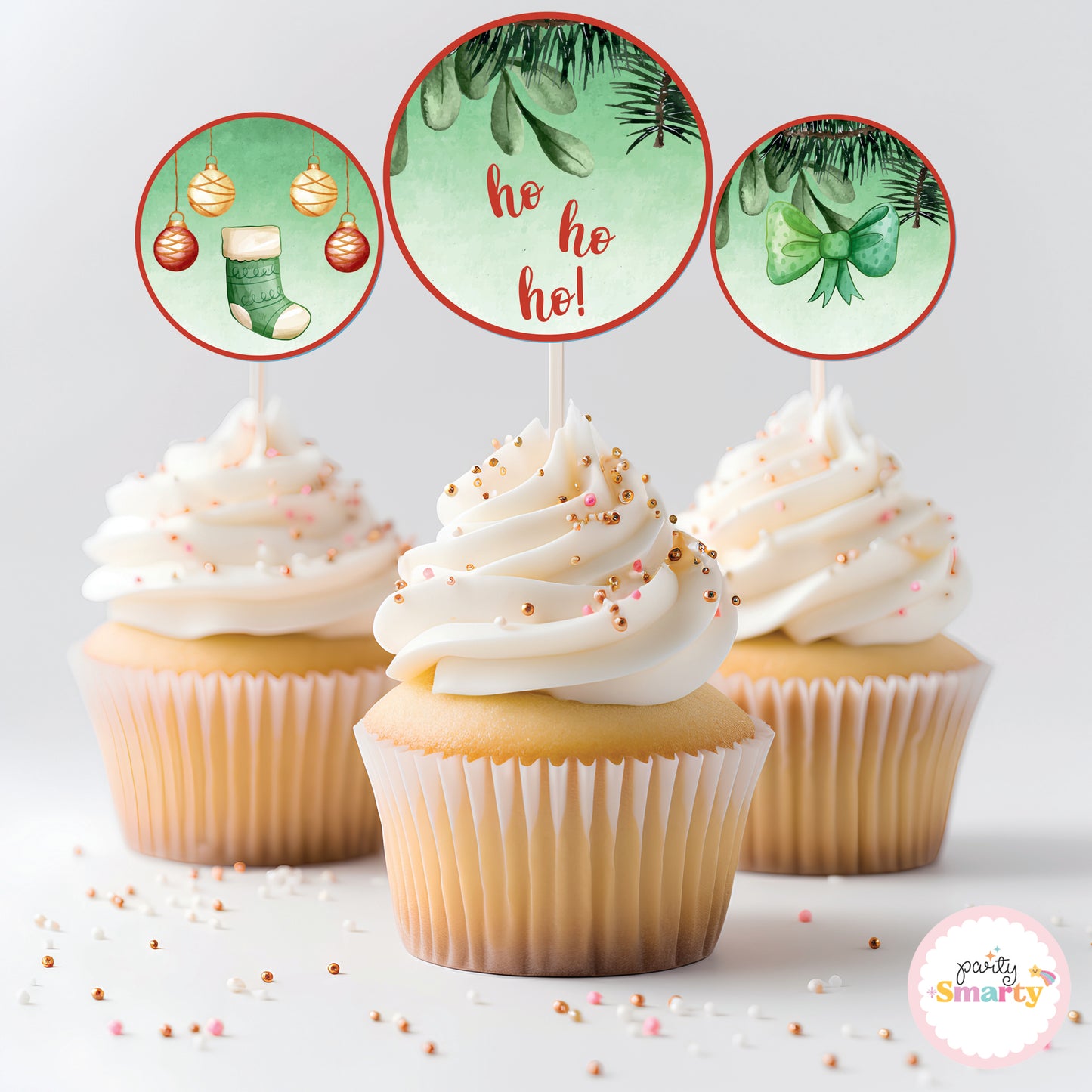 Christmas Cupcake Toppers (Set Of 12)