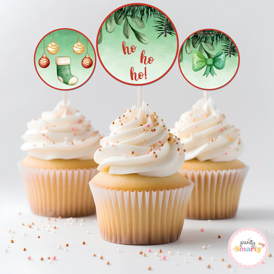 Christmas Cupcake Toppers (Set Of 12)