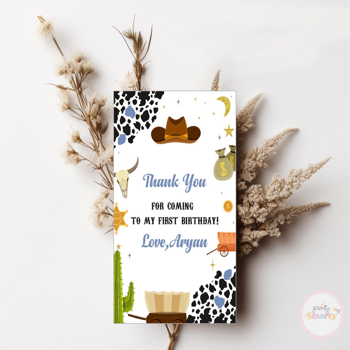 Cowboy Thank You Tags - Set of 22