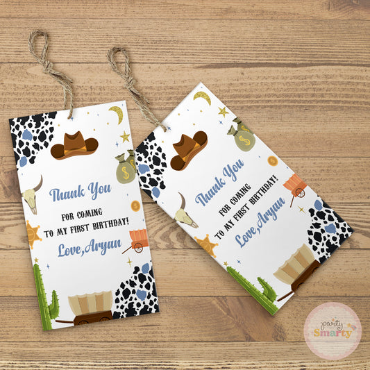 Cowboy Thank You Tags - Set of 22