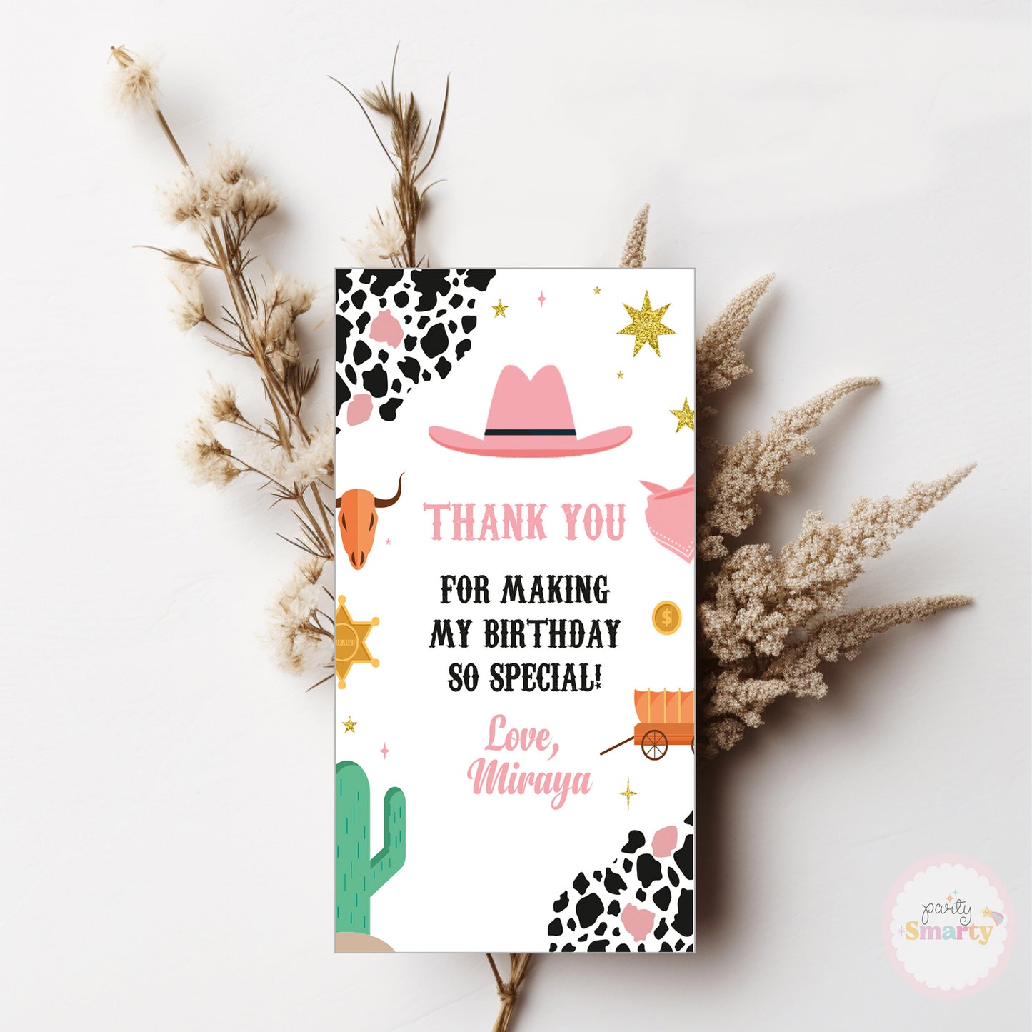 Cowgirl Thank You Tags - Set of 22