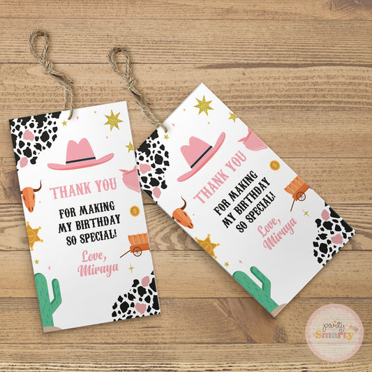 Cowgirl Thank You Tags - Set of 22