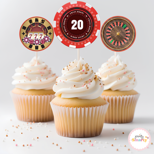 Casino Party Cupcake Toppers (Set Of 12)