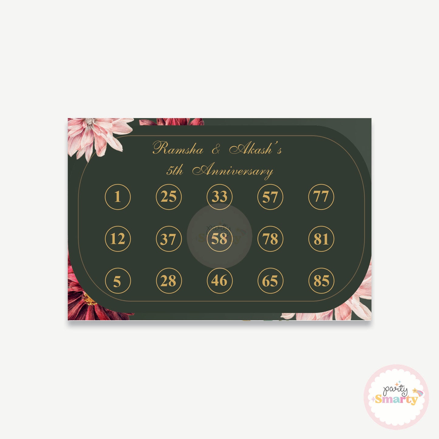 Dahlia Anniversary Housie Ticket - Set of 15