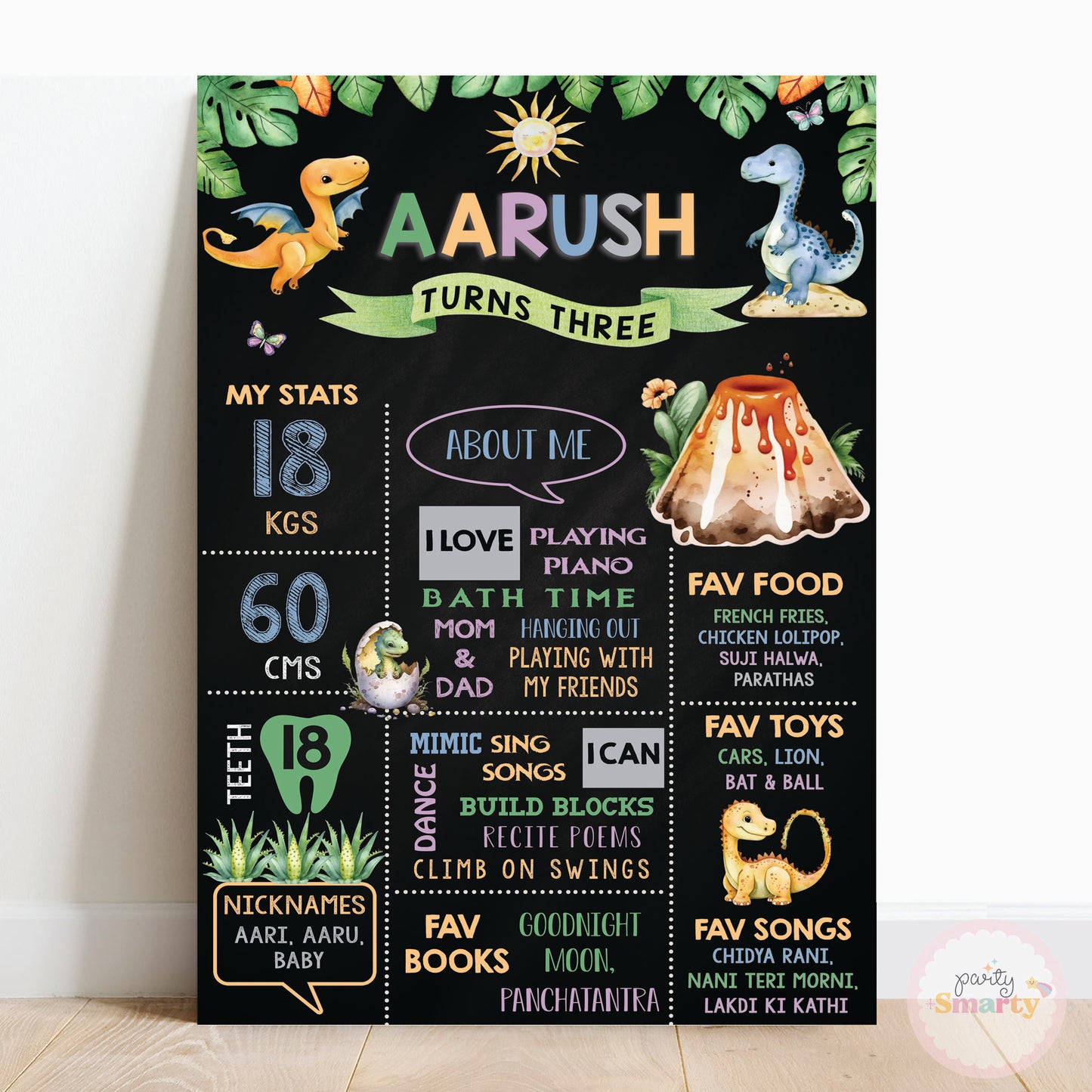 Dinosaur Chalkboard Black