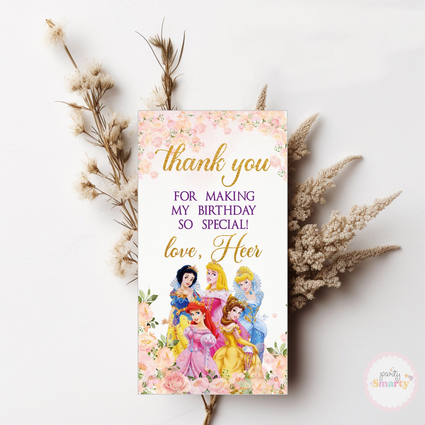 Disney Princess Thank You Tags - Set of 22