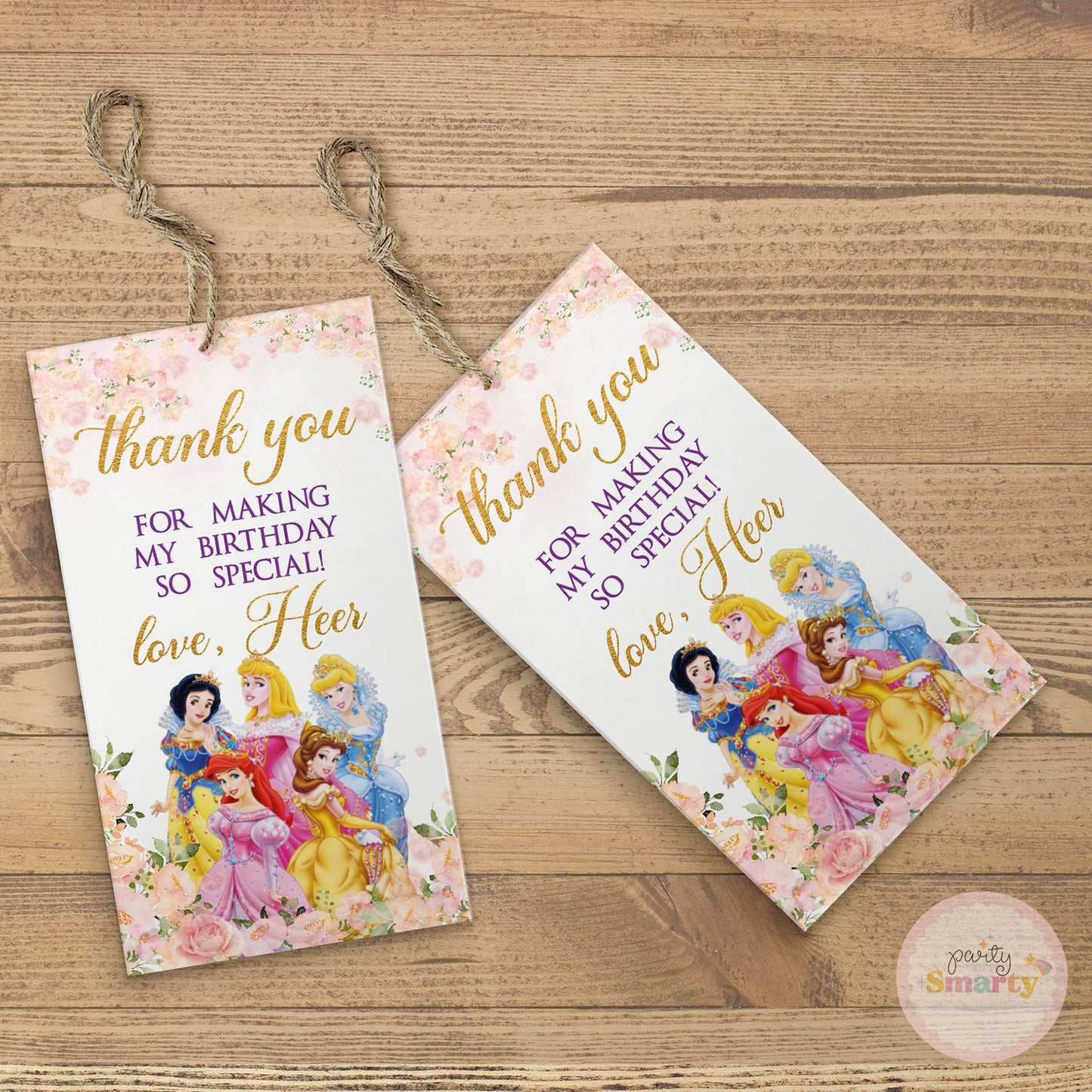 Disney Princess Thank You Tags - Set of 22